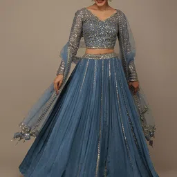 DIVASTRI Women Sequinned Semi-Stitched Lehenga & Unstitched Blouse With Dupatta-image-43