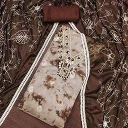 HERE&NOW Floral Embroidred Beads And Stones Unstitched Dress Material-image-98