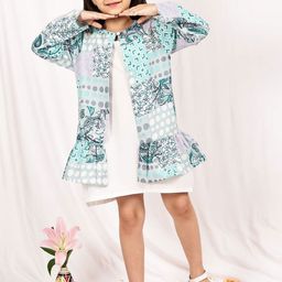 NEUDIS Floral Print Bell Sleeve Fit & Flare Midi Dress-image-55