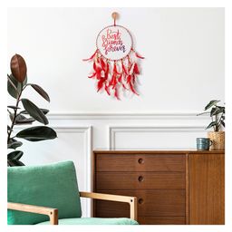 Duli Handmade Dreamcatcher Hanging with Print and Multicolor Feathers for Home Decoration image 5