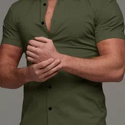 StyleCast Men Spread Collar Solid Cotton Casual Shirt-image-56