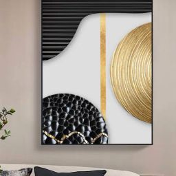 Art Street Printed Black Cotton Canvas Wall Art-46