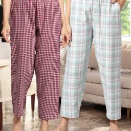 Kryptic Grey & Maroon Cotton Relaxed Fit Printed Lounge Pants - Pack of 2-image-76