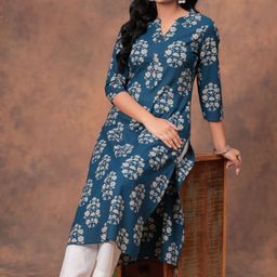 HERE&NOW Women Viscose Rayon Floral Printed Kurta-picture-36