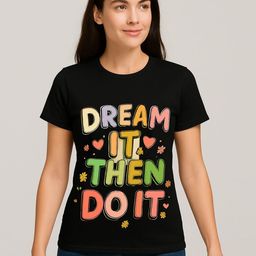 Anikmart Typographic Printed Round Neck Cotton T-shirt-image-83