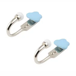 IndianShelf Turquoise Blue 2 Pieces Ceramic & Zinc Cloud Wall Hooks-45
