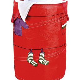 HOKIPO Red Foldable Pop-Up Laundry Bag With Zippered Lid-50 Ltr-23