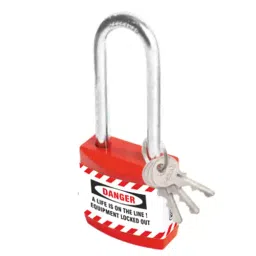 LISC Long Type Safety Jacket Padlock with 3 Keys Red, LISC-JP-L-2