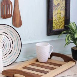 VarEesha Brown Sheesham Wood Rectangular Tray-2