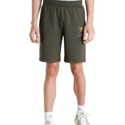 Puma Green Cotton Slim Fit Printed Shorts-image-12