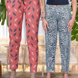 Kryptic White & Orange Cotton Relaxed Fit Printed Lounge Pants - Pack of 2-image-15