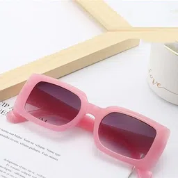 AUGEN Unisex Black Lens & Red Rectangle Sunglasses with-7