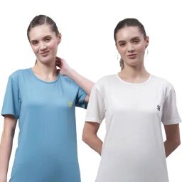 Vimal Jonney Blue & White Cotton Logo T-Shirt - Pack Of 2-image-38