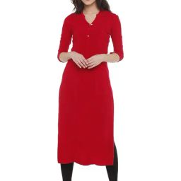 Identiti Red A Line Kurta-image-89