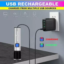 amicivision Torch With Built-in Battery 4 Mode ‎Lithium-Ion Battery 10 Hours Run Time T6 Bulb Grey image 2