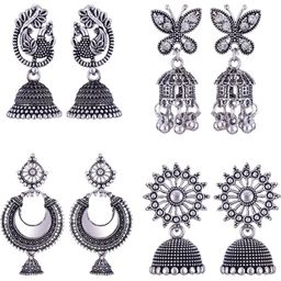 Sangria 4 Peacock Shaped Jhumkas Earrings-image-88