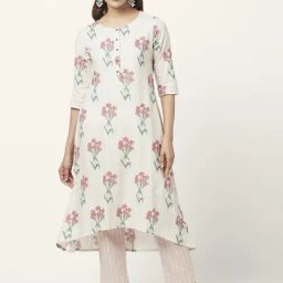 Rangmanch by Pantaloons Off-White Printed A Line Kurta-image-17