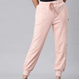 SHOWOFF Peach Cotton Blend Regular Fit Mid Rise Joggers-picture-31