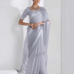Swtantra Silver Woven Saree Without Blouse-picture-7