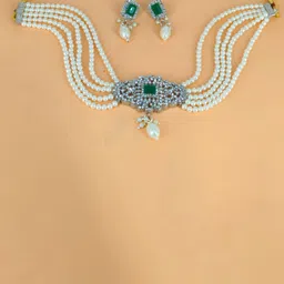 HS FATIO Gold-Plated Stone Studded & Beaded Jewellery Set-28