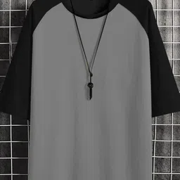 Genzy Men Drop-Shoulder Sleeves Monochrome Raw Edge T-shirt-image-90