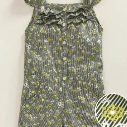 Kiddopanti Kids Olive Floral Jumpsuit-image-21
