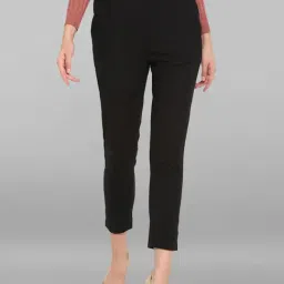Janasya Black Regular Fit Mid Rise Pants-image-37
