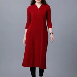 Identiti Maroon Slim Fit A Line Kurta-picture-6