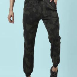 Ajile by Pantaloons Olive Cotton Slim Fit Printed Joggers-image-37