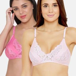N-Gal Pink Lace Work Half Coverage Bras - Pack Of 2-picture-47