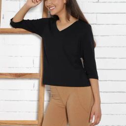 BlissClub Women Black The Last Tee - V Neck-image-45
