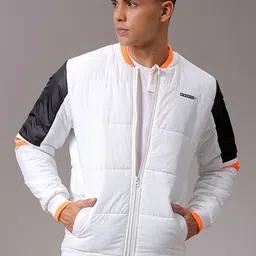 The Indian Garage Co Men Colourblocked Puffer Jacket with Patchwork-picture-3