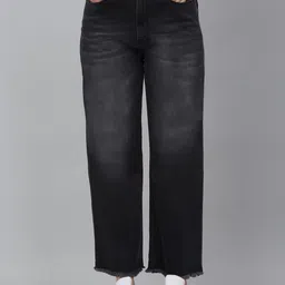 Cantabil Women Wide Leg Light Fade Stretchable Jeans-image-89