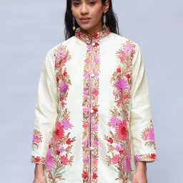 Exotic India Women Floral Tailored Jacket with Embroidered-image-55