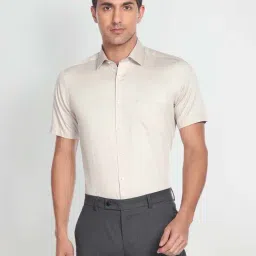Arrow Beige Slim Fit Cotton Shirt-picture-35