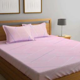 Klotthe Printed Pink 300 TC Cotton Double Bedsheet with 2 Pillow Covers-image-95
