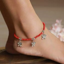 Aatmana Silver-Plated Multi Stone Studded Anklets - Pack of 4-image-62