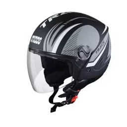 Studds TRACK SUPER D3 DECOR MATT BLACK (570 mm) Medium Open Face Helmet, MATT BLACK N4-18
