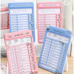 WISHKEY Habit Tracker Kids Chore Chart, Plastic Checklist Board with 15 Detachable Cardstock to Do List for Home Routine Planning, My Chores RV Checklist Task Planning Board for Kids and Adults (Blue) image 2
