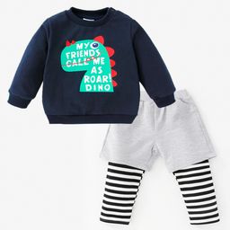 Kookie Kids Full Sleeves Winter Wear Suit Dino Print - Multicolor-image-4