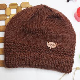 Shilpshakti Solid Handmade Woollen Bubble Cap - Brown-image-23