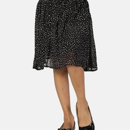 Kiddopanti Polka Dots Printed Flared  Skirt - Black-image-1
