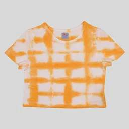 tweeny mini Half Sleeves Tie Dye Crop Top - Iced Mango Red-picture-12