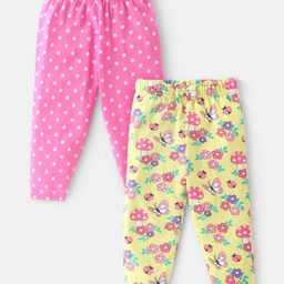Babyhug Cotton Knit Full Length Lounge Pant with Floral & Butterfly Print - Multicolour-image-76
