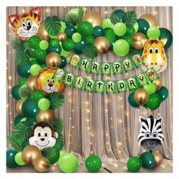 Bubble Trouble Jungle Theme Birthday Decoration Items - Huge 56Pcs Birthday Decoration Items for Boy | Jungle Safari Theme Birthday Decoration | Animal Balloons for Birthday | Jungle Theme Decoration-image-37