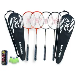 AXG New Goal Isometric Champion Tenacious Wide Body with Plastic Shuttles & Cover Badminton Kit-picture-33