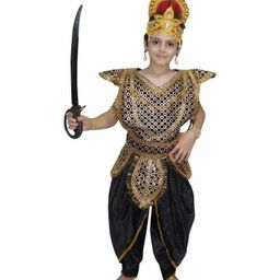 Kaku Fancy Dresses Dussehra Theme Ravan Kavach Costume - Black-image-68