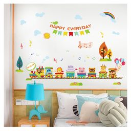 JAAMSO ROYALS Happiness Everday Cartoon Animal Train Home Décor Wall Sticker (60 CM X 90 CM)-image-89