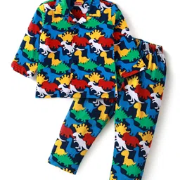 Babyhug Cotton Knit Full Sleeves Night Suit with Aeroplane Print - Navy Blue-picture-44