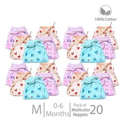 Chirsh Organic Cotton Cloth Nappies With String Baby Cloth Diapers/ Nappies Pack of 20 (0-6 Months)Medium- Multicolor-11